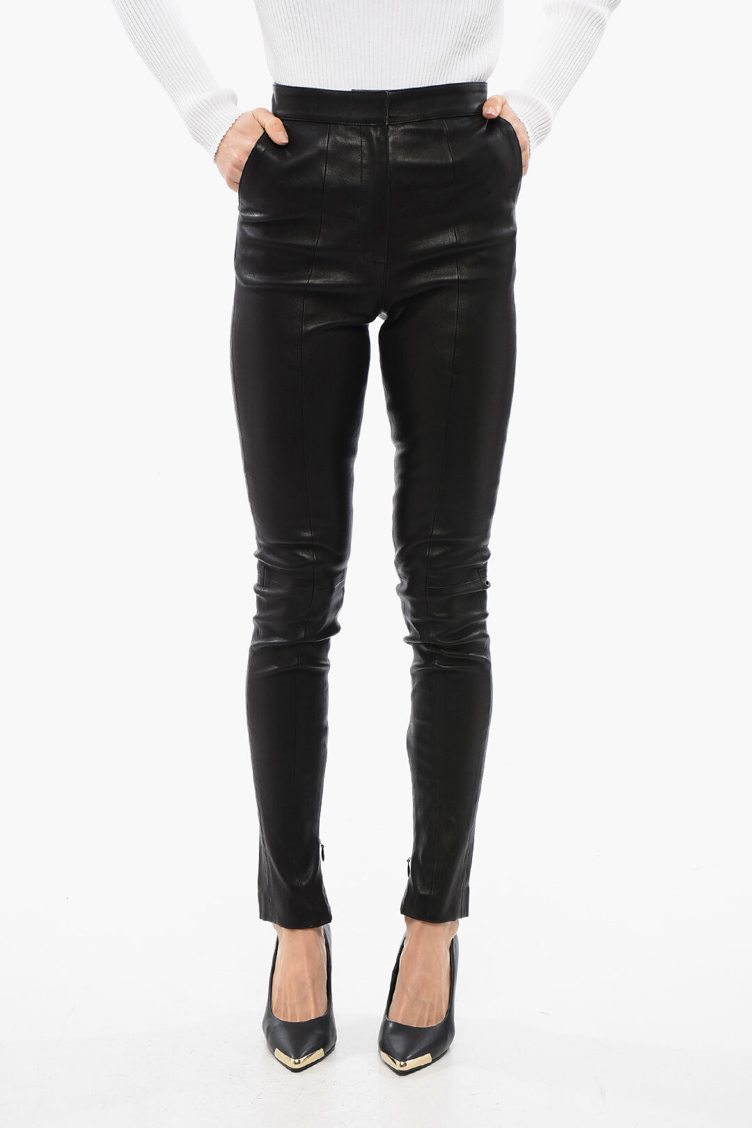 Skinny Fit High Waisted Skinny Leather Pants Vila Petite Leather