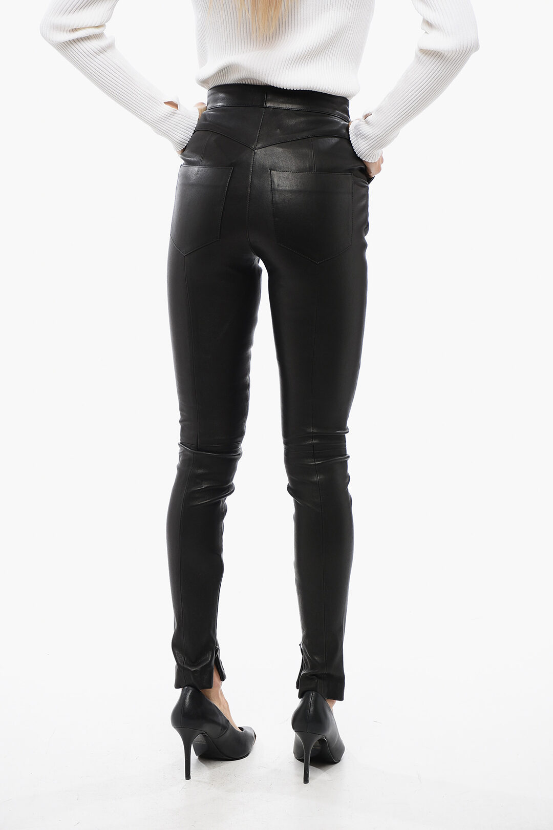 Balmain High-Waisted Skinny fit Leather Pants women Glamood Outlet