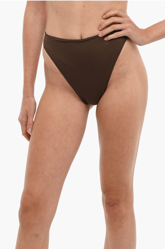 Oseree High-waisted Solid Colour Bikini Bottom In Black