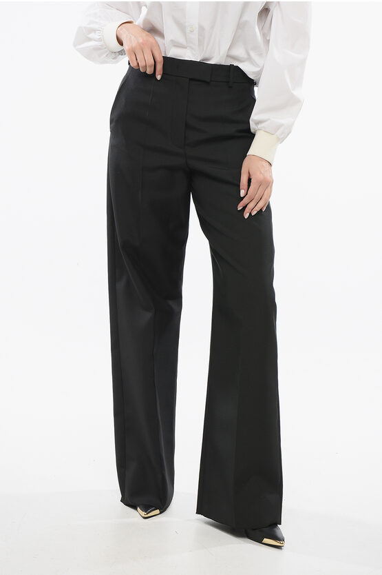 Valentino High-waisted Solid Color Pants With Belt Loops In Black