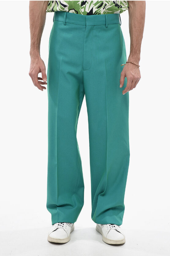 Palm Angels High-waisted Sonny Suit Pants In Green