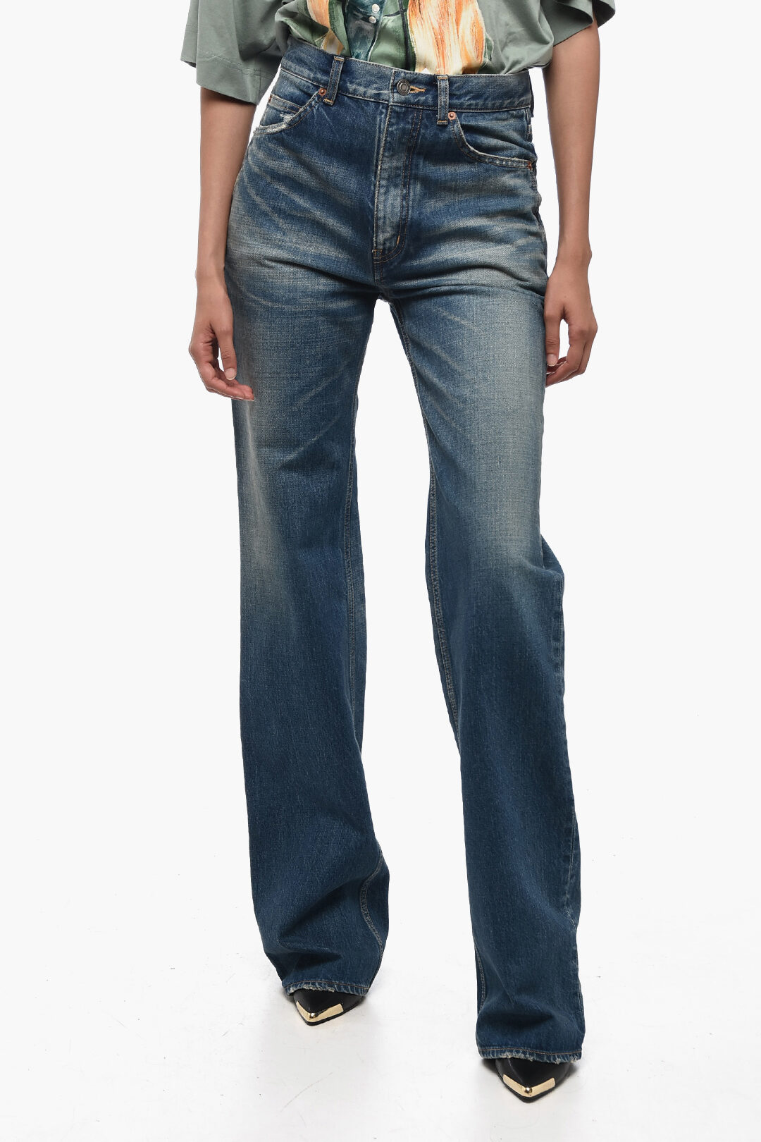 Saint Laurent High-waisted Straight Fit Denims 25cm women Saint Laurent High-waisted Straight Fit Denims 25cm women
