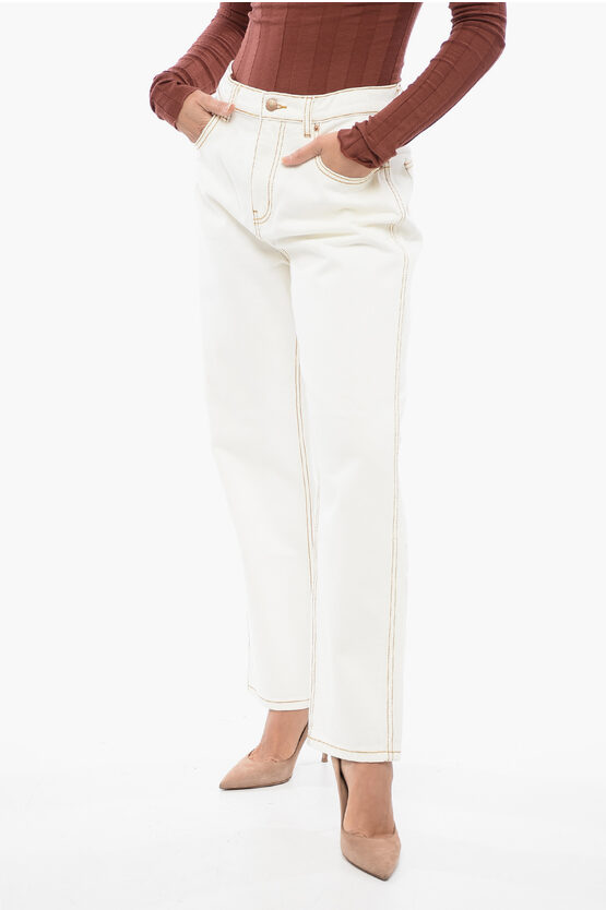 Tory Burch High-waisted Straight Fit Denims 25cm In White