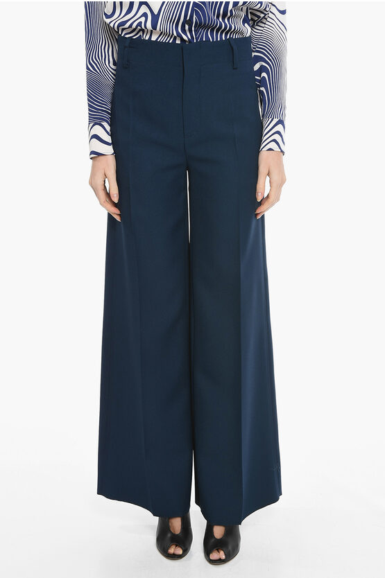Super Blond High Waisted Straight Fit Trousers In Blue