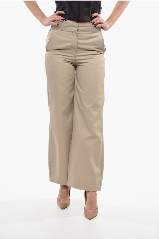 Palm Angels High-waisted Straight-fit Trousers In Gold