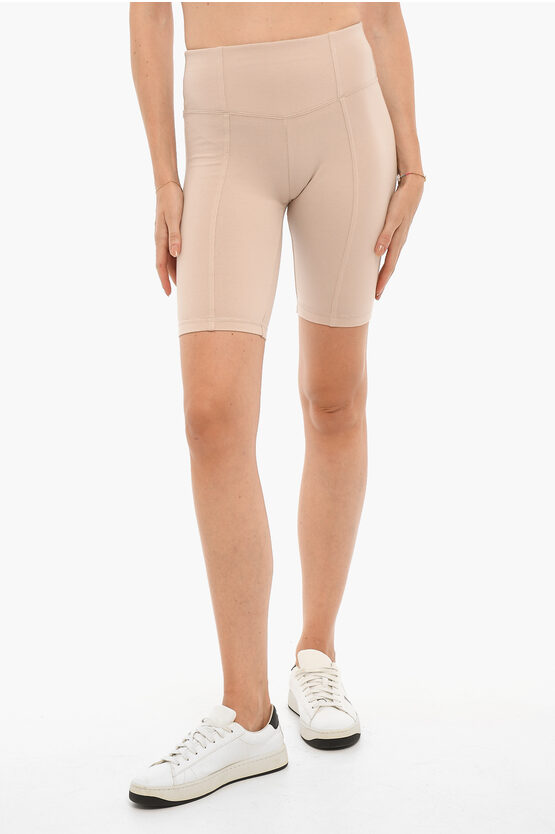 Champion High-waisted Stretch Cotton Biker Shorts In Brown