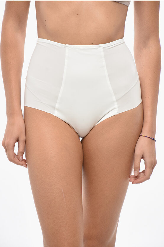Elisabetta Franchi High-waisted Stretch Fabric Knickers In White