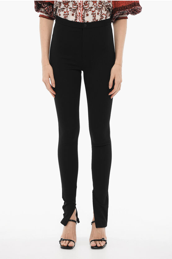 Shop Wardrobe.nyc High-waisted Stretch Fabric Pants With Ankle Zip