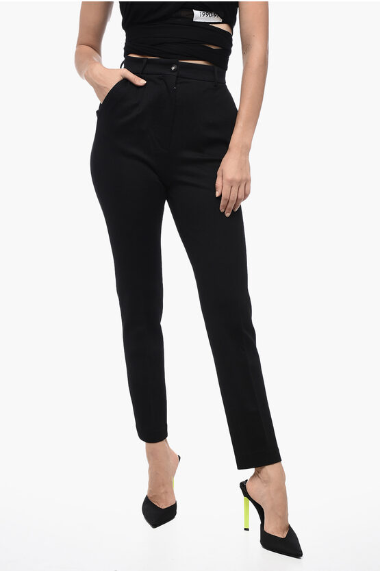 Dolce & Gabbana High-waisted Stretchy Chinos Pants In Black