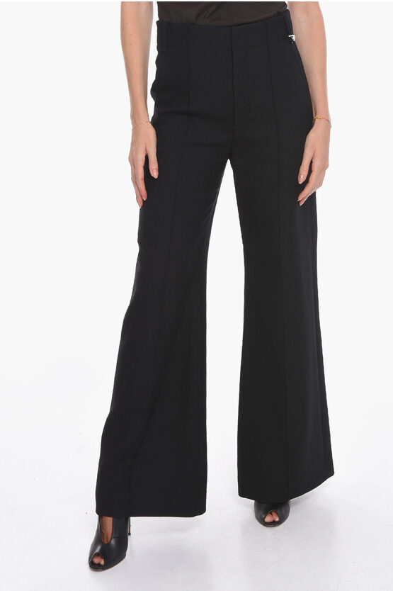 Chloé High-waisted Trousers With Wide-leg In Black