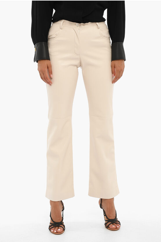Msgm High-waisted Vegan Leather Pants In Neutral