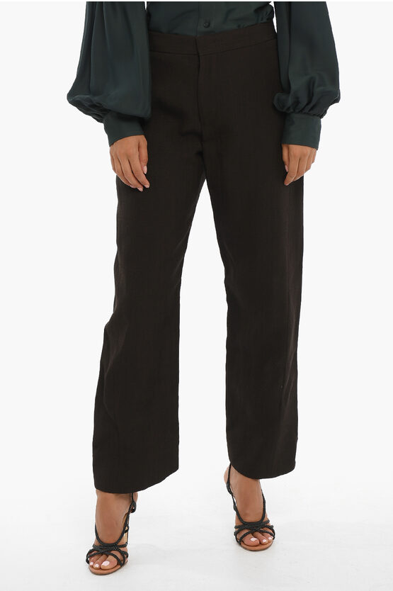 Jil Sander High-waisted Wide Fit Trousers In Black
