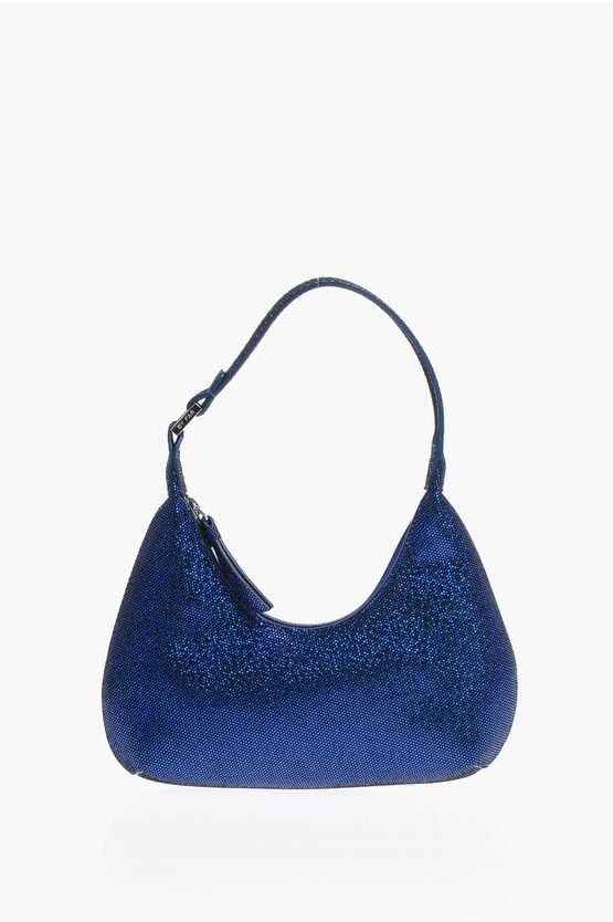 By Far Holographic Effect Soft Leather Mini Amber Shoulder Bag In Blue