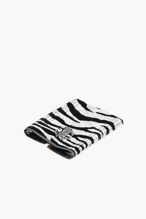 Roberto Cavalli HOME 60x110cm zebra patterned cotton bath sheet