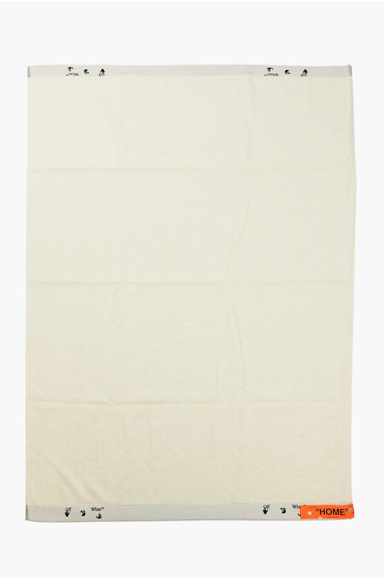 Shop Off-white Home All-over Embroidered Terry Cotton Towel