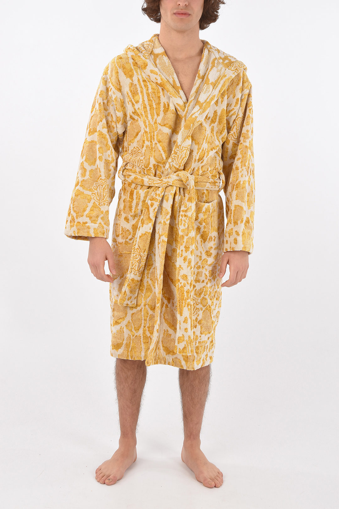 Details about   Roberto Cavalli unisex sponge bathrobe with hood LINX brown 