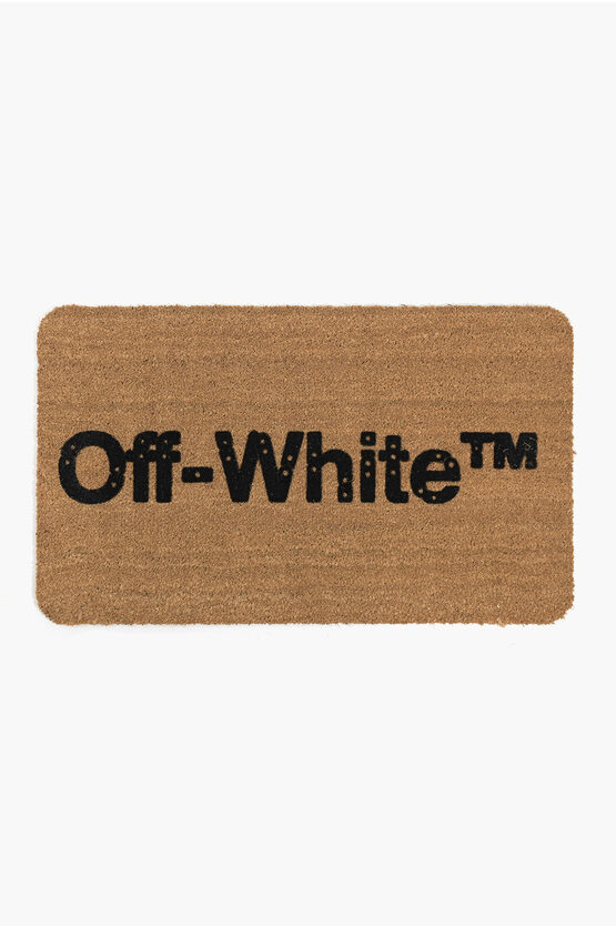 Shop Off-white Home Coconut Fiber Doormat With Lettering Logo