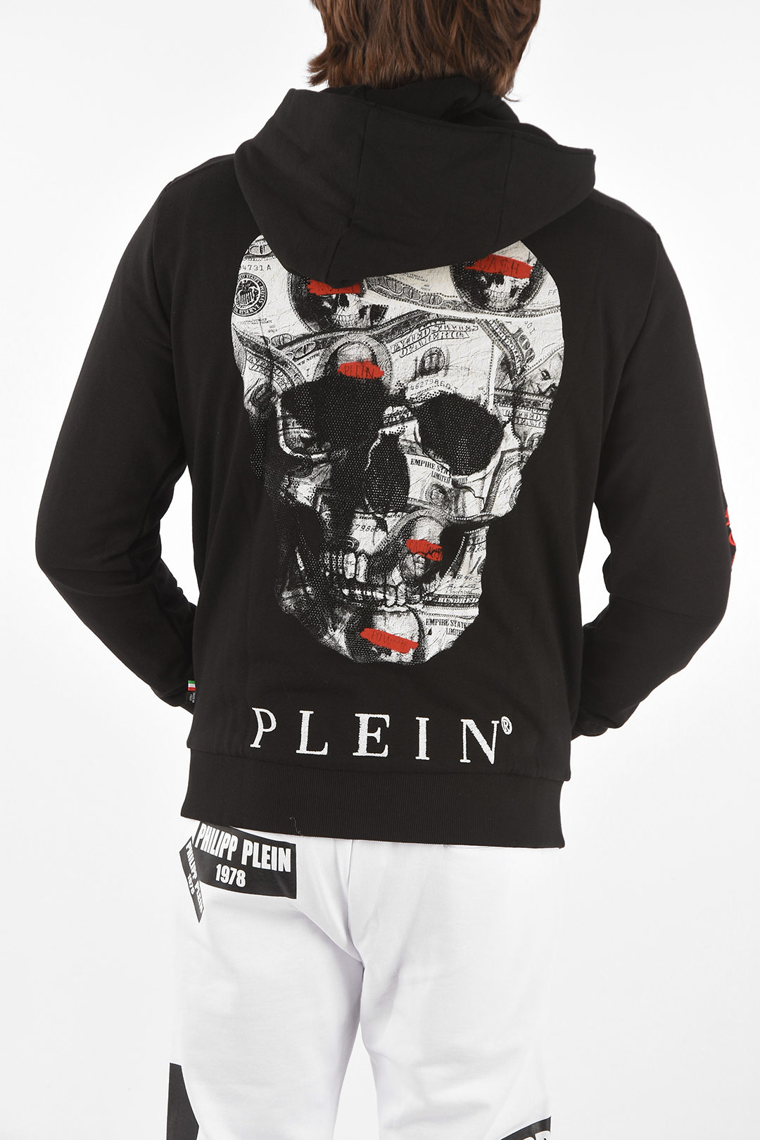 Philipp Plein Hooded DOLLAR Sweatshirt Print and Rhinestone men - Glamood Outlet