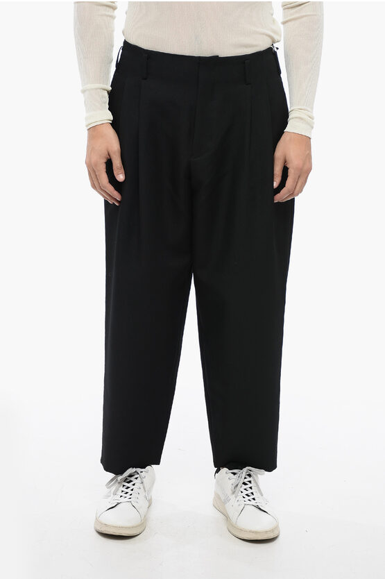 Shop Comme Des Garçons Homme Plus Double-pleated Chinos Pants With Belt Loops