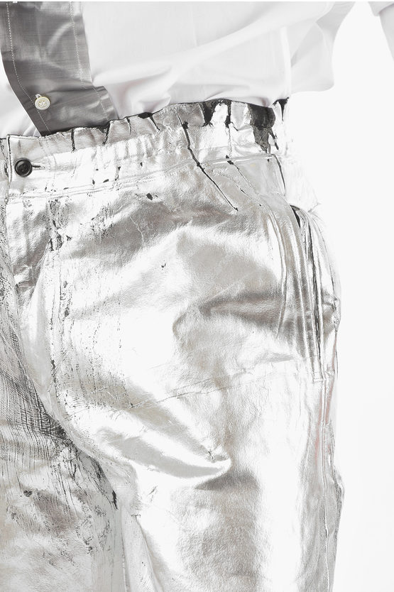 Comme Des Garçons HOMME PLUS Metallic Faux Leather Shorts men