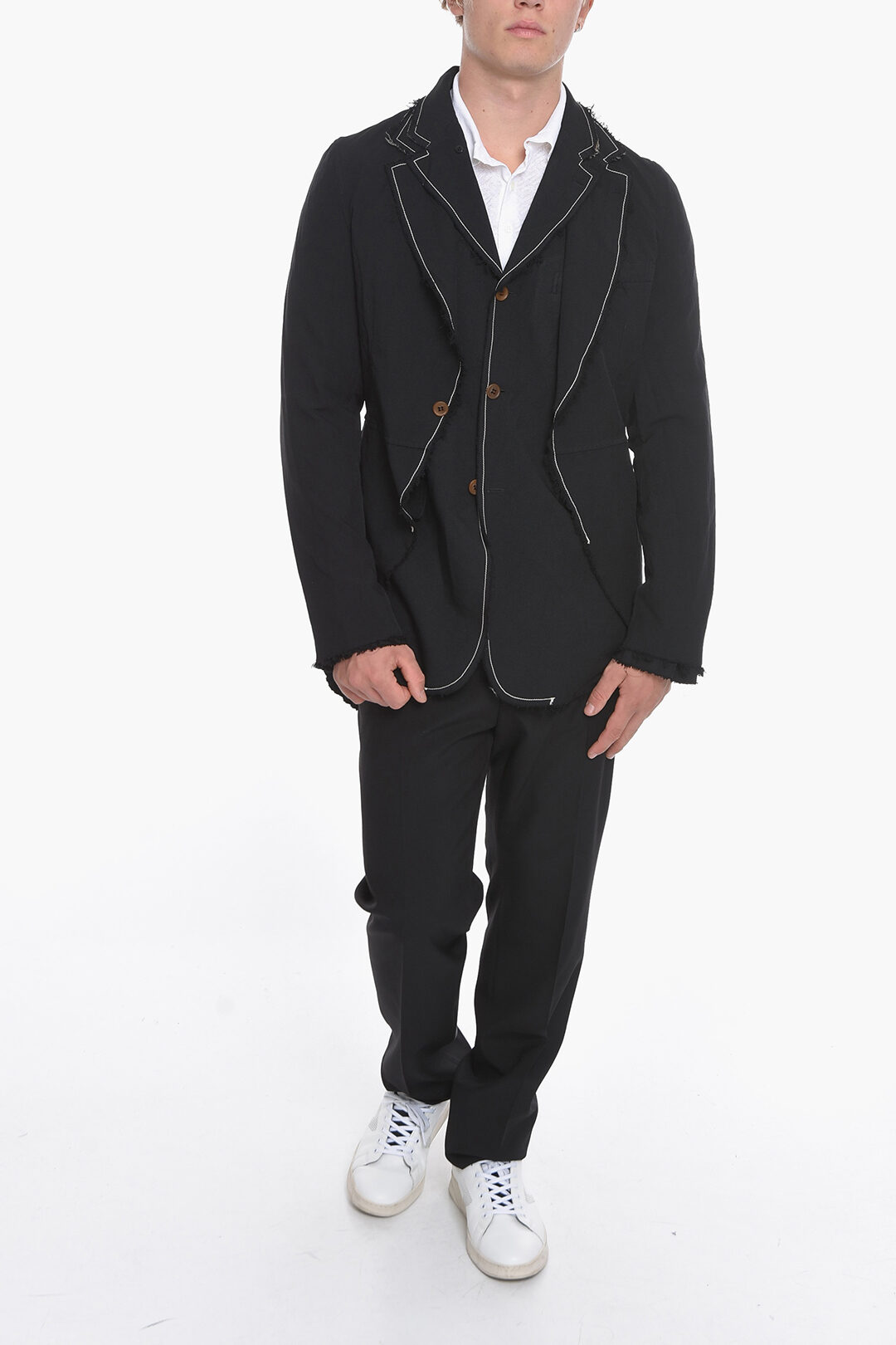 Comme Des Garcons HOMME PLUS Two layered Blazer with Raw cut Detailing Glamood Outlet