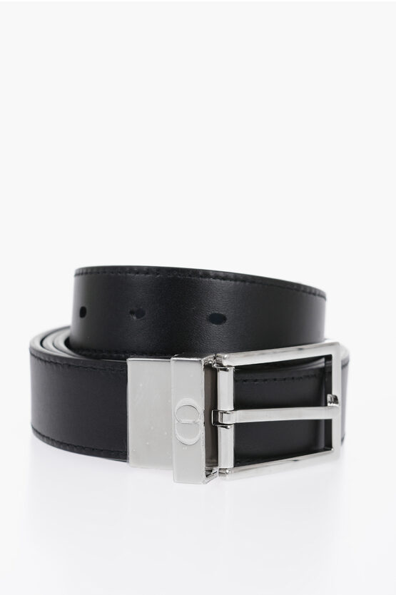 Shop Dior Homme Reversible Lether Belt With Brass Buckle