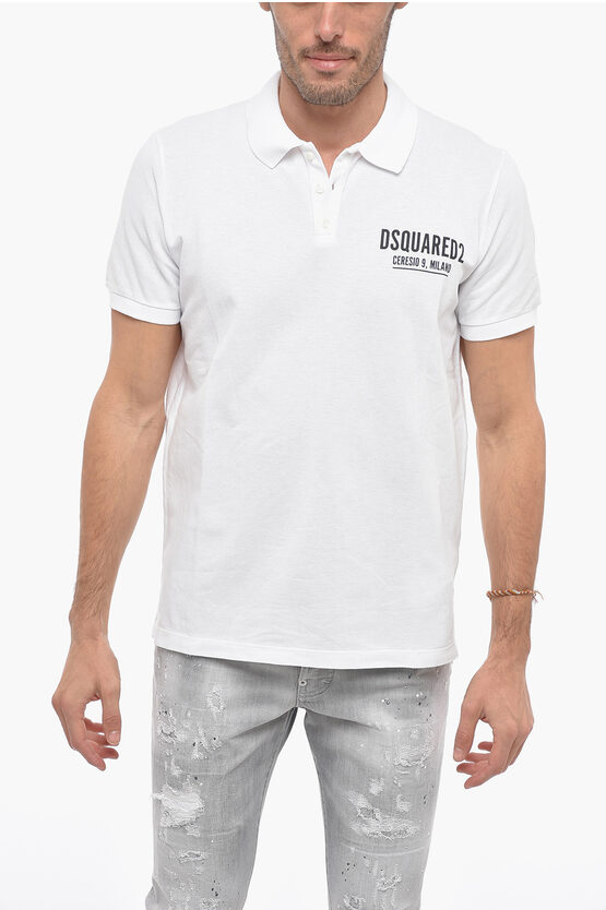 Dsquared2 Honeycomb Cotton Ceresio 9 Polo In White