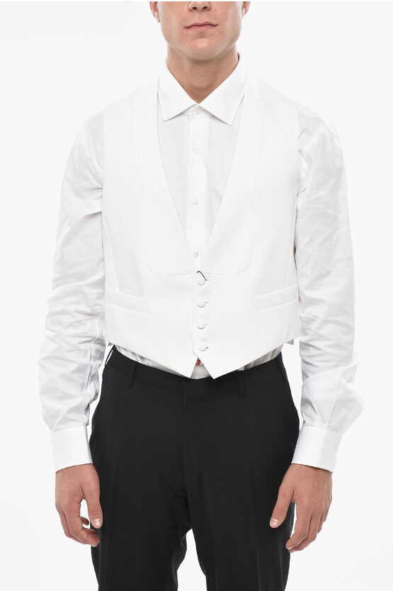Corneliani Honeycomb Cotton Master Formal Vest In White