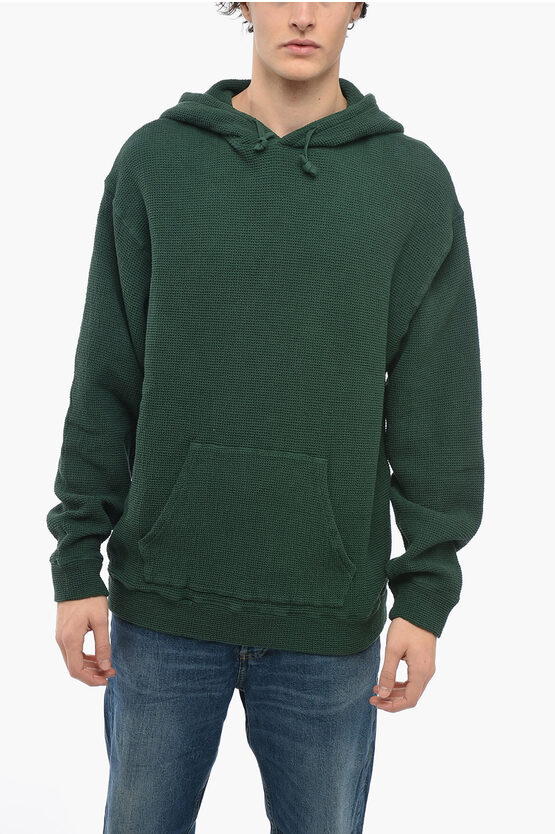 Barena Venezia Honeycomb Cotton Sweater With Hood In Green