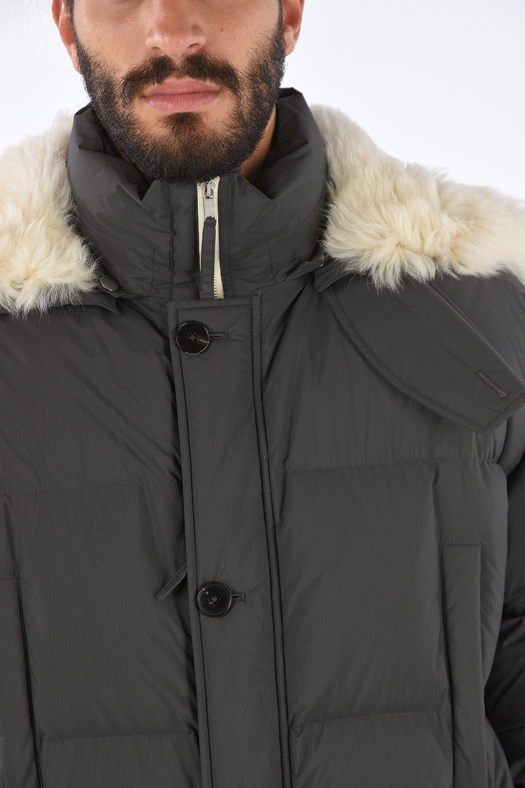 Hooded Down Jacket ARCTIC PARKA with Shearling Detail