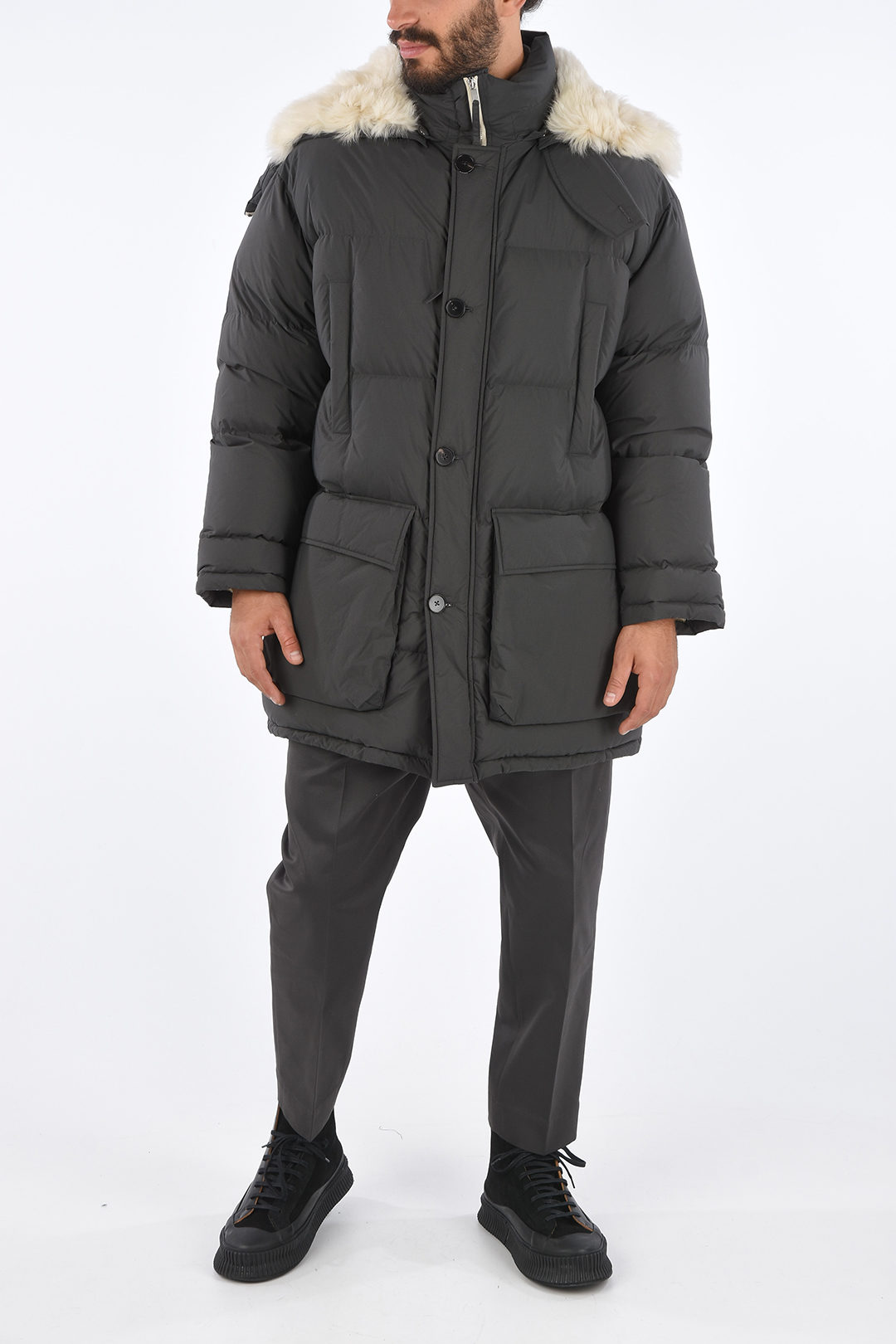 Hooded Down Jacket ARCTIC PARKA with Shearling Detail
