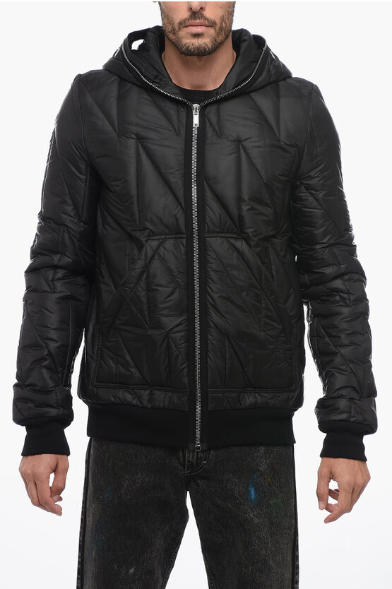 Shop Rick Owens Drkshdw Hooded Gimp Quilted Jacket