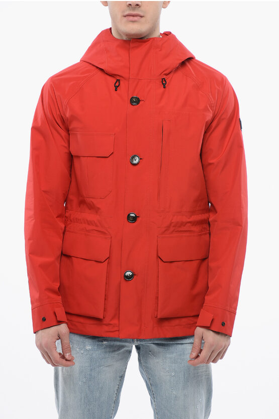 WOOLRICH HOODED GTX WINDBREAKER WITH UTILITY POCKETS