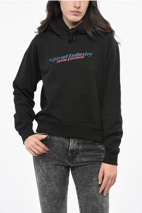 Diesel Hooded Industry Sweatshirt With Embossed Print Grösse L In Black