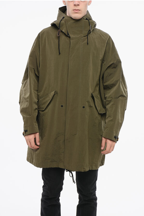Dolce & Gabbana Unlined Technical Fabric Parka With Hood In Green