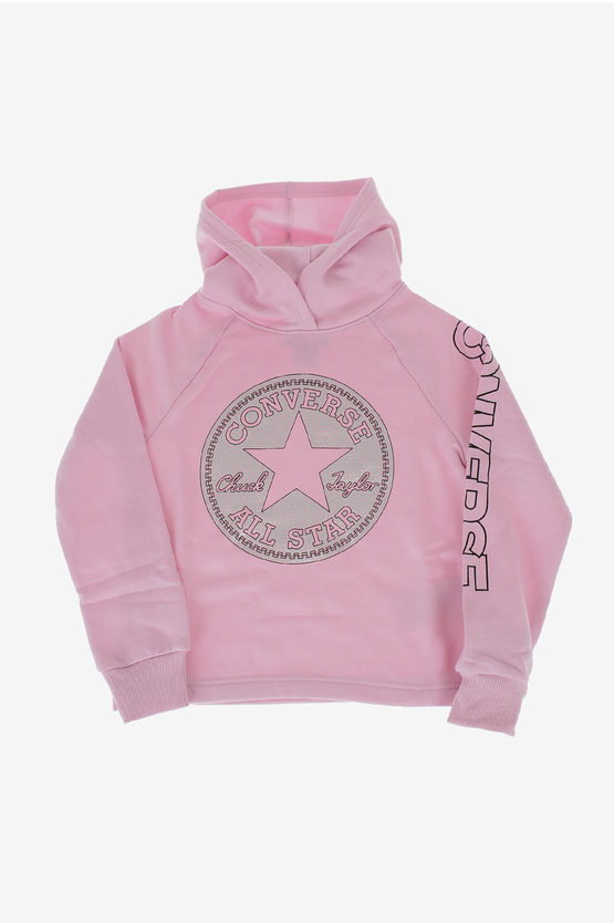 Converse Hooded Printed Sweatshirt In Pink