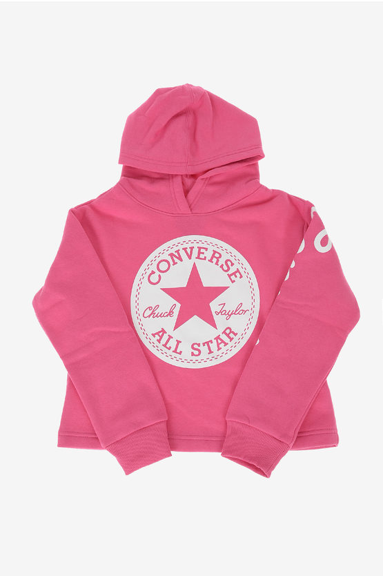 Converse Hooded Printed Sweatshirt In Pink