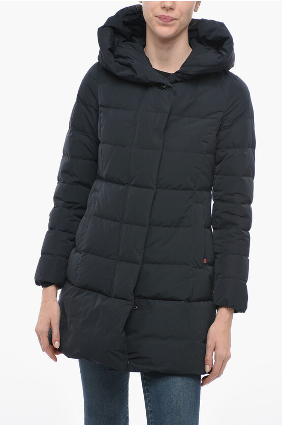 Woolrich Hooded Puffy Prescott Quilted Down Jacket In Black
