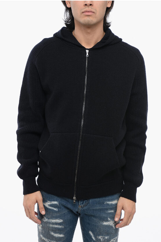 Shop Bruno Manetti Hooded Pure Cashmere Sweater With Front Zip