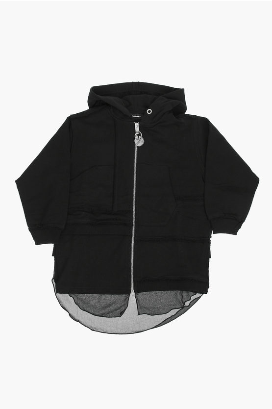 Diesel Kids' Hooded Sture Sweatshirt With Zip Closure In Black