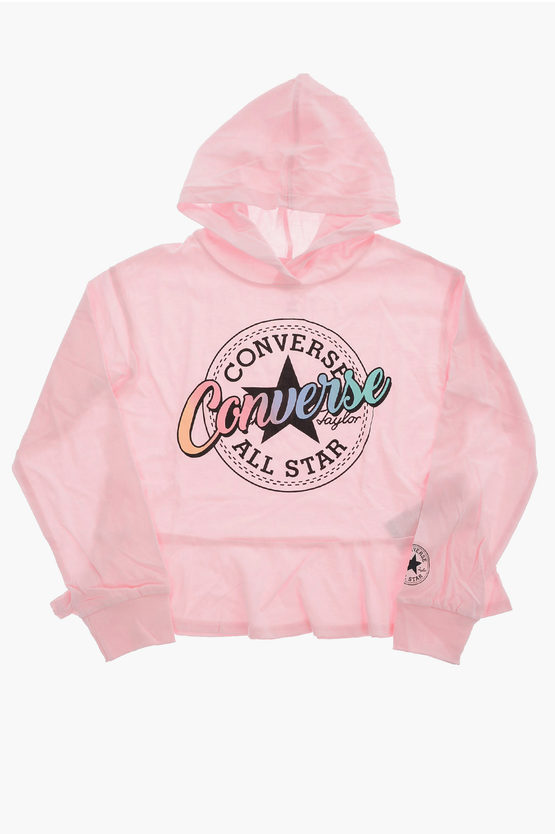 Converse Kids' Hooded T-shirt In Pink
