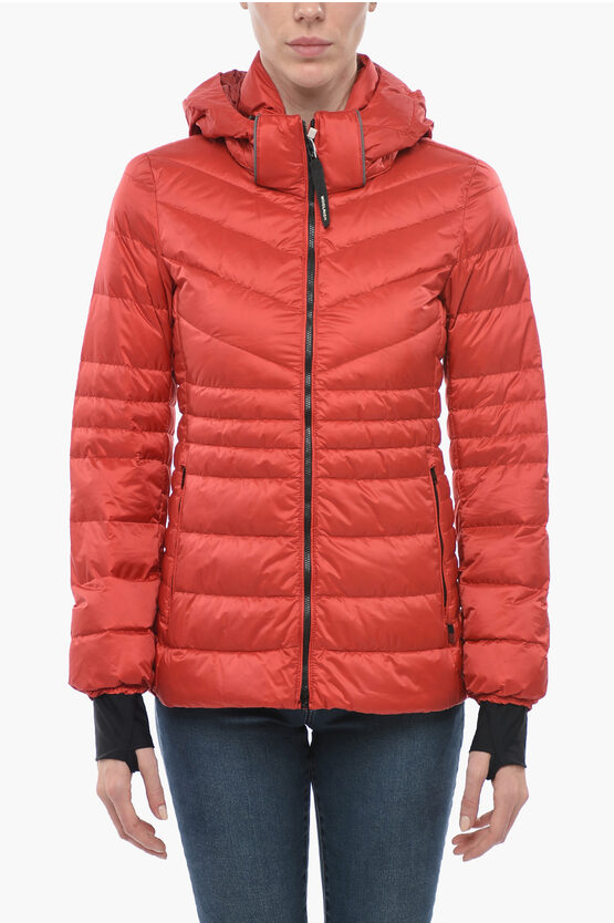 Woolrich Hooded Tech Down Jacket In Red