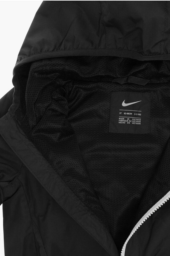 Hooded Windbreaker with Contrast Prints