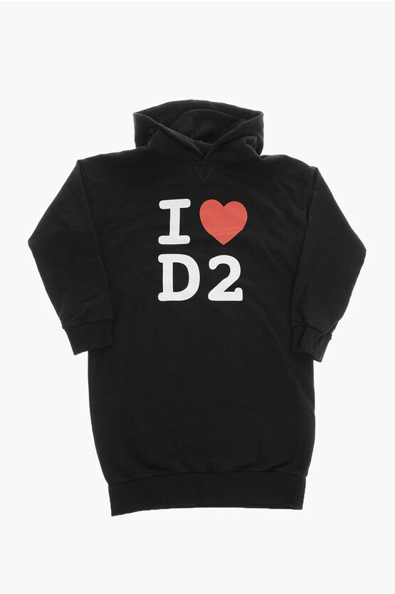 Shop Dsquared2 Hoodie Dress With Logo Print