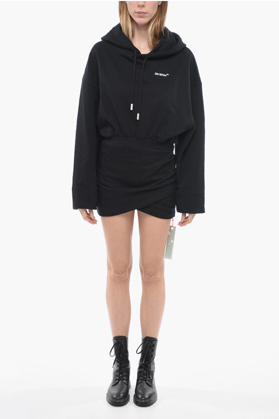 Off-white Hoodie For All Dress In Brushed Cotton In Black