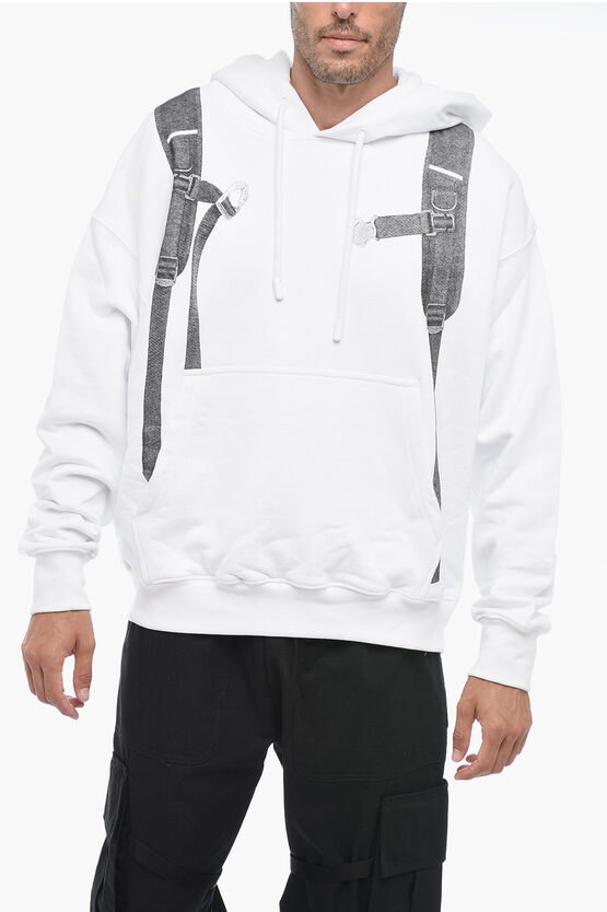 Shop Off-white Hoodie Oversized Sweatshirt With Trompe L'oeil Print