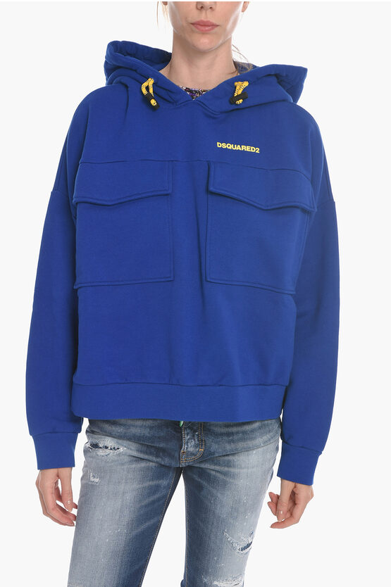 Dsquared2 Hoodie Sweatshirt With Flap Pockets In Blue