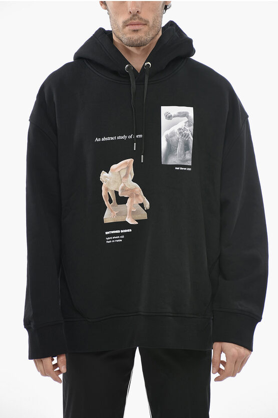 Neil Barrett Hoodie Sweatshirt With Graphic Print In Black
