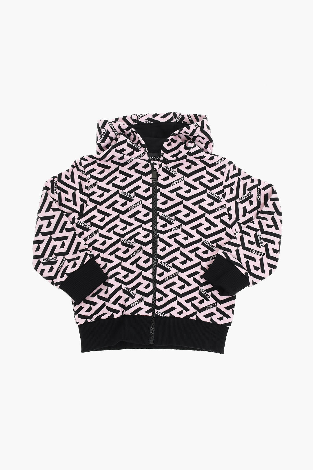 刺激的◇La Greca ジップアップ フーディー パーカー◇VERSACE Versace Kids Hoodie Sweatshirt with LA GRECA Print Allover