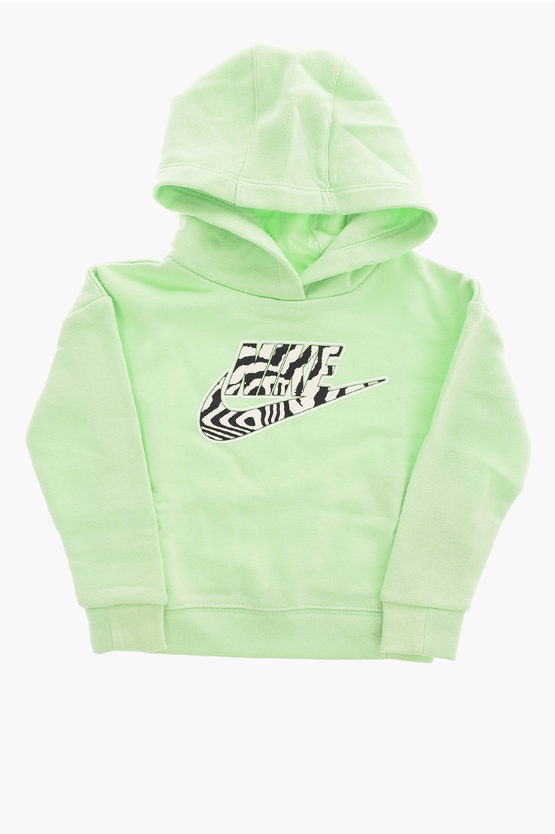 Nike Hoodie Sweatshirt With Logo Zebra Print In Green